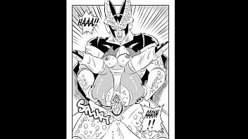 Dragon ball Z parodia manga - Cell follando a Bulma en TV
